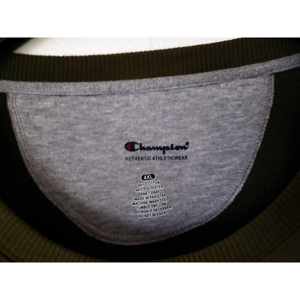 CHAMPION Men's Big & Tall Crewneck Pullover Sweatshirt (4XL) Army Military Green - Picture 6 of 7